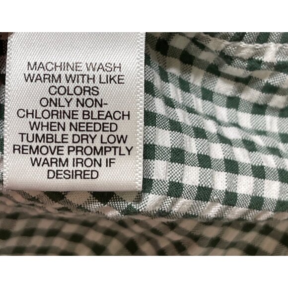 Roundtree & Yorke Men's Button Down Shirt Short Sleeve L Large Green Gingham - Picture 6 of 6